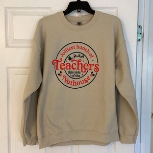 Gildan Beige Graphic Crewneck Sweater
